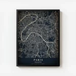 poster carte paris vintage avec cadre.webp