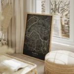 poster carte paris vintage salon beige.webp