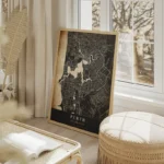 poster carte perth vintage salon beige.webp