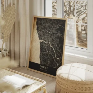 poster carte porto vintage salon beige.webp