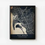 poster carte san diego vintage avec cadre.webp