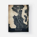 poster carte seattle vintage.webp
