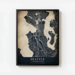 poster carte seattle vintage avec cadre.webp