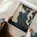 poster carte seattle vintage en rouleau.webp