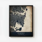 poster carte sydney vintage avec cadre.webp