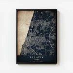 poster carte tel aviv vintage avec cadre.webp