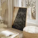 poster carte tel aviv vintage salon beige.webp