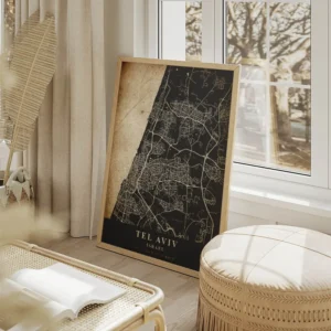 poster carte tel aviv vintage salon beige.webp