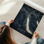 poster carte zurich vintage en rouleau.webp