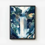 poster cascade aquatique avec paysages colores avec cadre.webp