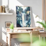 poster cascade aquatique avec paysages colores bureau.webp