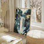 poster cascade aquatique avec paysages colores salon beige.webp