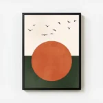poster cercle orange et oiseaux avec cadre.webp