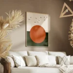 poster cercle orange et oiseaux salon.webp