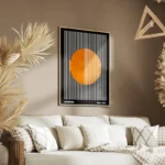 poster cercle orange sur fond noir salon.webp