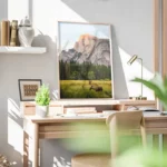 poster cerfs marron montagne bureau.webp