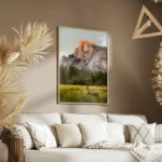poster cerfs marron montagne salon.webp
