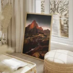 poster chalet en montagne salon beige.webp