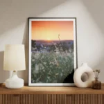 poster champs de fleurs blanches meuble.webp