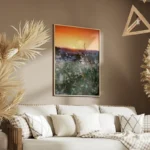 poster champs de fleurs blanches salon.webp
