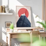 poster chat blanc sur sommet montagne bureau.webp