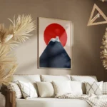 poster chat blanc sur sommet montagne salon.webp