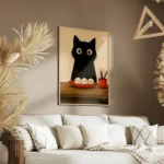 poster chat noir avec boulettes salon.webp