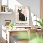 poster chat noir catisse elegant bureau.webp