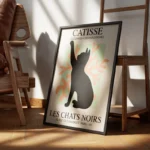 poster chat noir decoratif encadre.webp