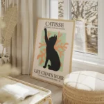 poster chat noir decoratif salon beige.webp