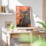 poster chat noir enfume bureau.webp