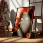 poster chat noir enfume encadre.webp