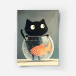 poster chat noir et poisson orange.webp