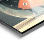 poster chat noir et poisson orange aluminium.webp