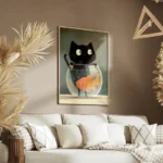 poster chat noir et poisson orange salon.webp