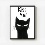 poster chat noir kiss me avec cadre.webp