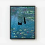 poster chat noir lac avec cadre.webp