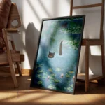 poster chat noir lac encadre.webp
