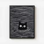 poster chat noir minimaliste avec cadre.webp