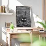 poster chat noir minimaliste bureau.webp