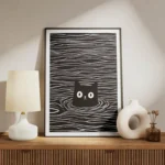 poster chat noir minimaliste meuble.webp