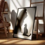 poster chat noir silhouette lion encadre.webp