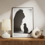 poster chat noir silhouette lion meuble.webp