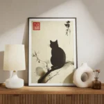 poster chat silhouette japonais meuble.webp