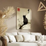 poster chat silhouette japonais salon.webp