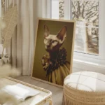 poster chat sphynx salon beige.webp