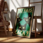 poster chats curieux encadre.webp