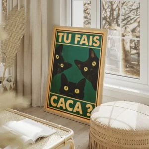 poster chats curieux salon beige.webp