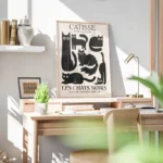 poster chats noirs stylises bureau.webp
