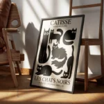 poster chats noirs stylises encadre.webp